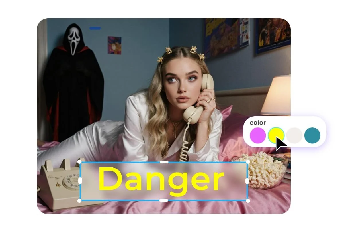 Add more elements to an ai image of ghostface behind a woman making a phone call
