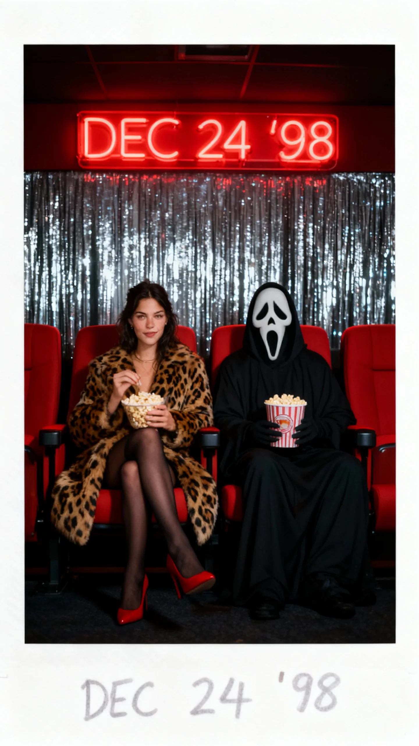 Retro Movie Theater Scene – Playful Yet Creepy Atmosphere